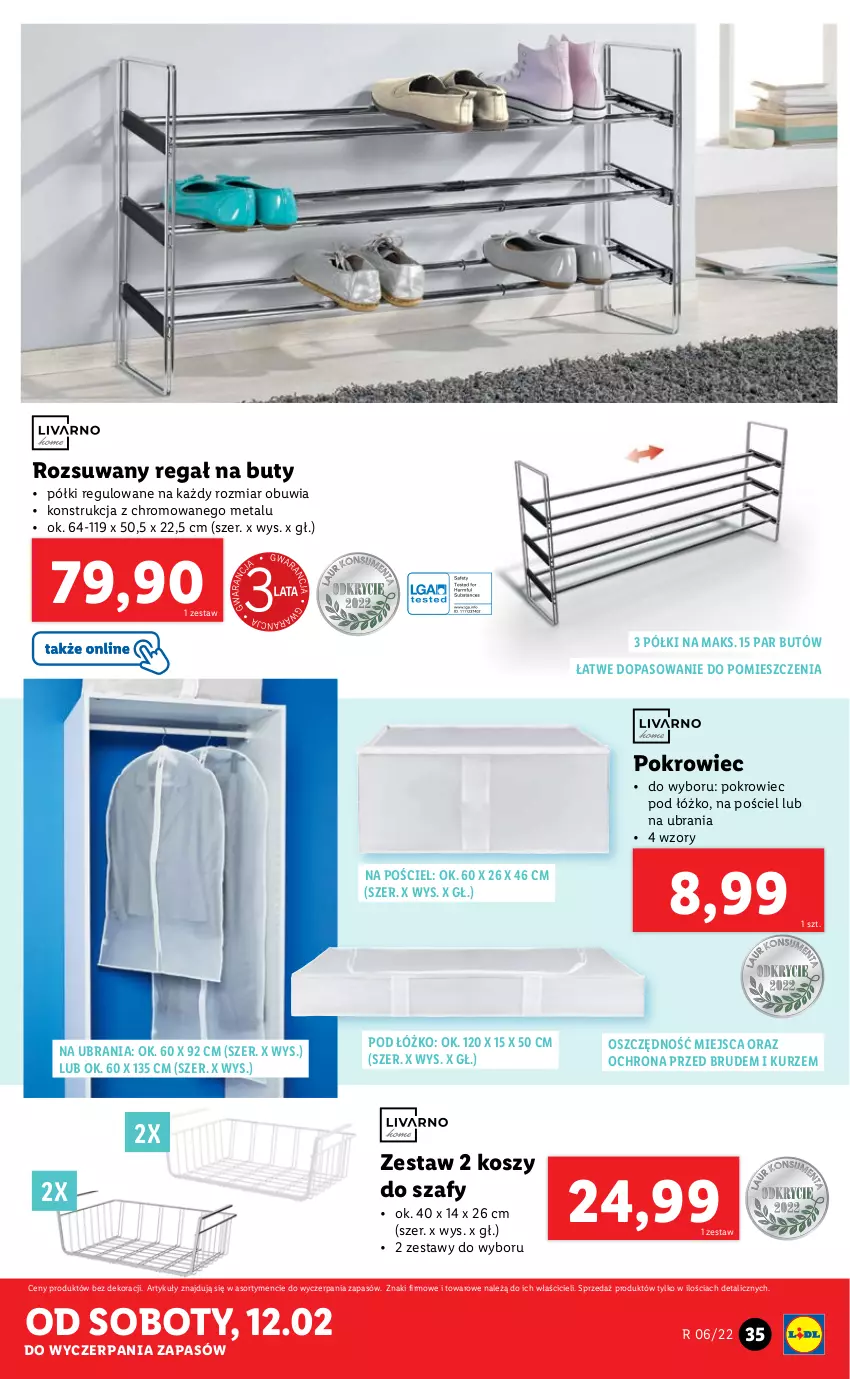 Gazetka promocyjna Lidl - GAZETKA - ważna 07.02 do 12.02.2022 - strona 35 - produkty: Buty, Kosz, Pokrowiec, Pościel, Regał, Ubrania