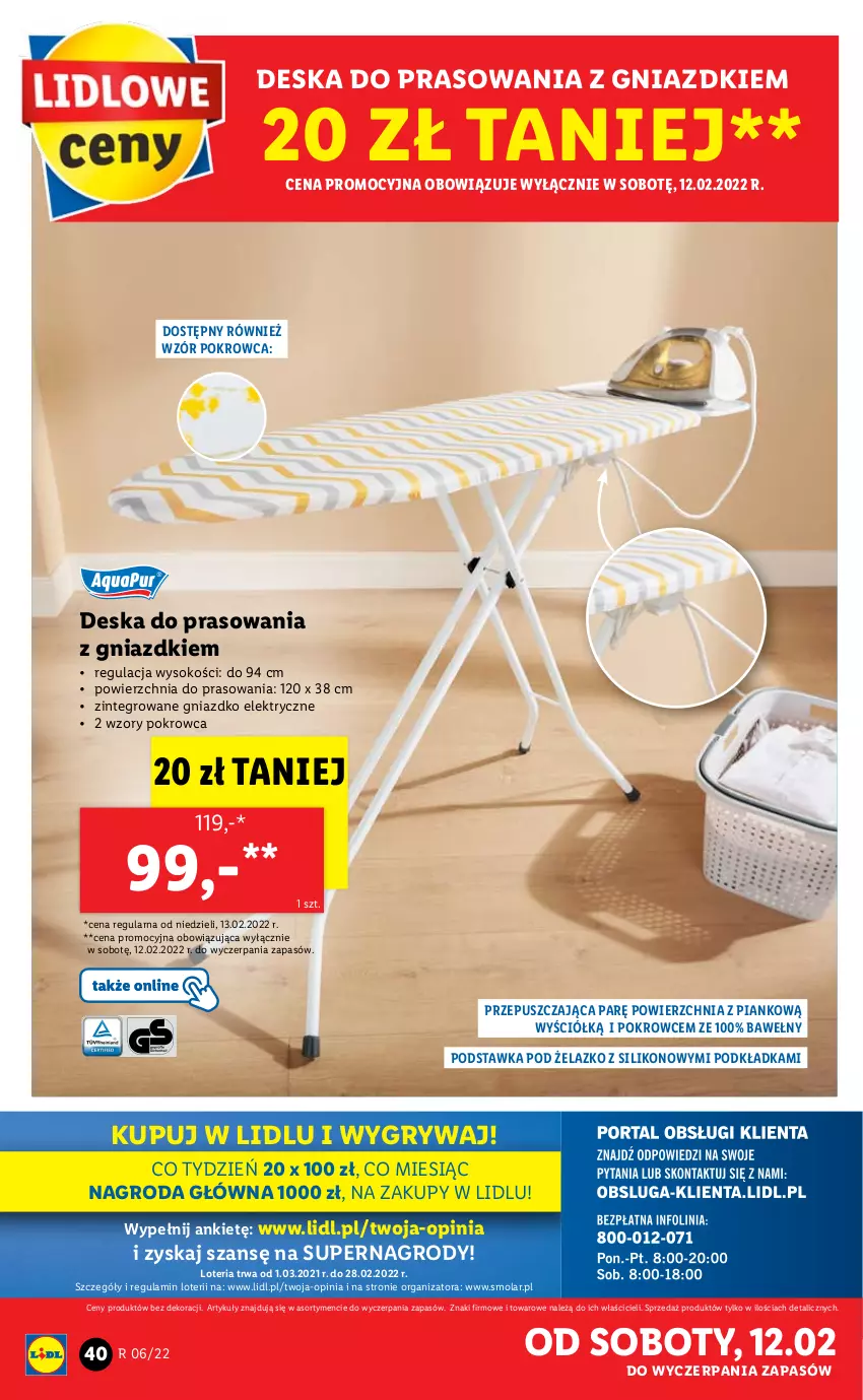 Gazetka promocyjna Lidl - GAZETKA - ważna 07.02 do 12.02.2022 - strona 40 - produkty: Deska do prasowania, Gry, Mola, Podkład, Podkładka, Sok