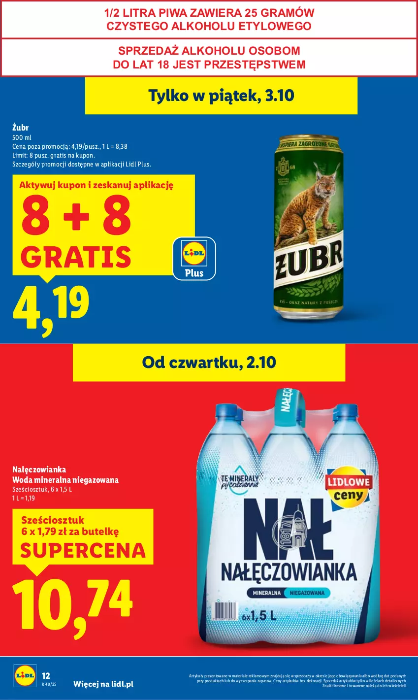 Gazetka promocyjna Lidl - GAZETKA - ważna 02.10 do 04.10.2025 - strona 12 - produkty: Gra, Nałęczowianka, Piwa, Woda, Woda mineralna
