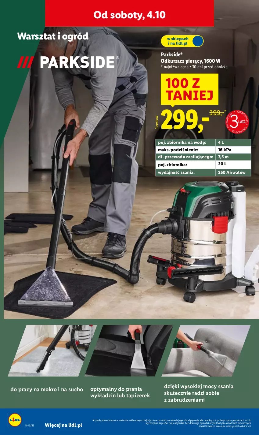 Gazetka promocyjna Lidl - GAZETKA - ważna 02.10 do 04.10.2025 - strona 18 - produkty: Odkurzacz, Ogród, Parkside, Sok