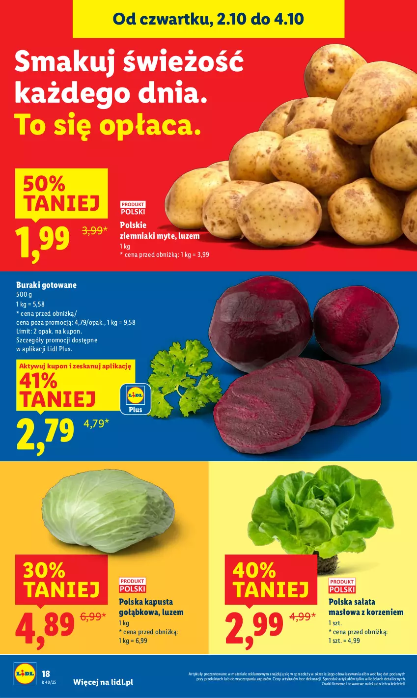 Gazetka promocyjna Lidl - GAZETKA - ważna 02.10 do 04.10.2025 - strona 22 - produkty: Buraki, Masło, Sałat, Sałata masłowa, Ziemniaki