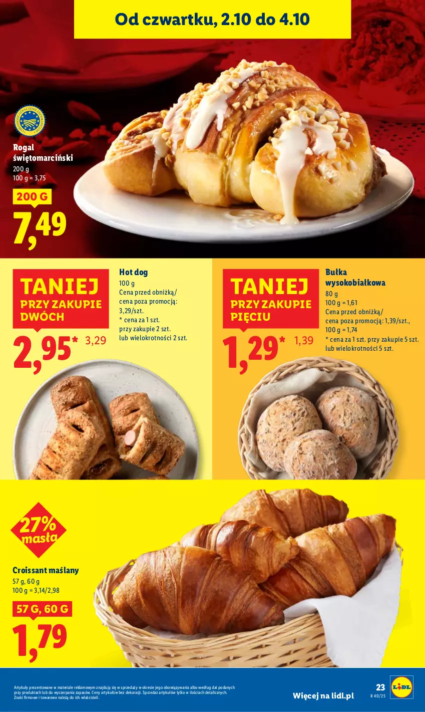 Gazetka promocyjna Lidl - GAZETKA - ważna 02.10 do 04.10.2025 - strona 27 - produkty: Bułka, Croissant, Hot dog, Rogal, Sok
