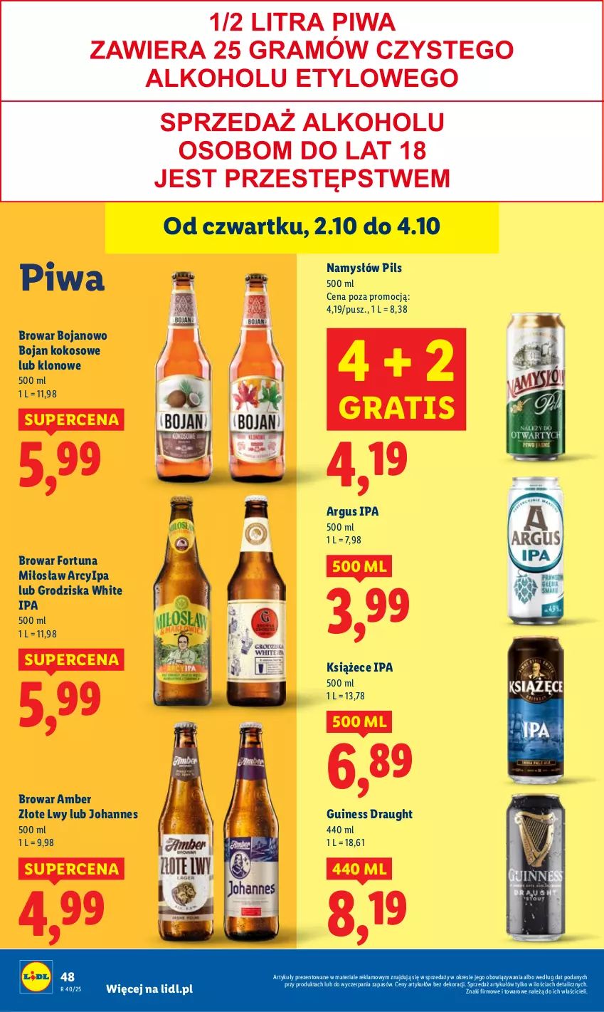 Gazetka promocyjna Lidl - GAZETKA - ważna 02.10 do 04.10.2025 - strona 52 - produkty: Fortuna, Gra, Kokos, Namysłów, Piwa