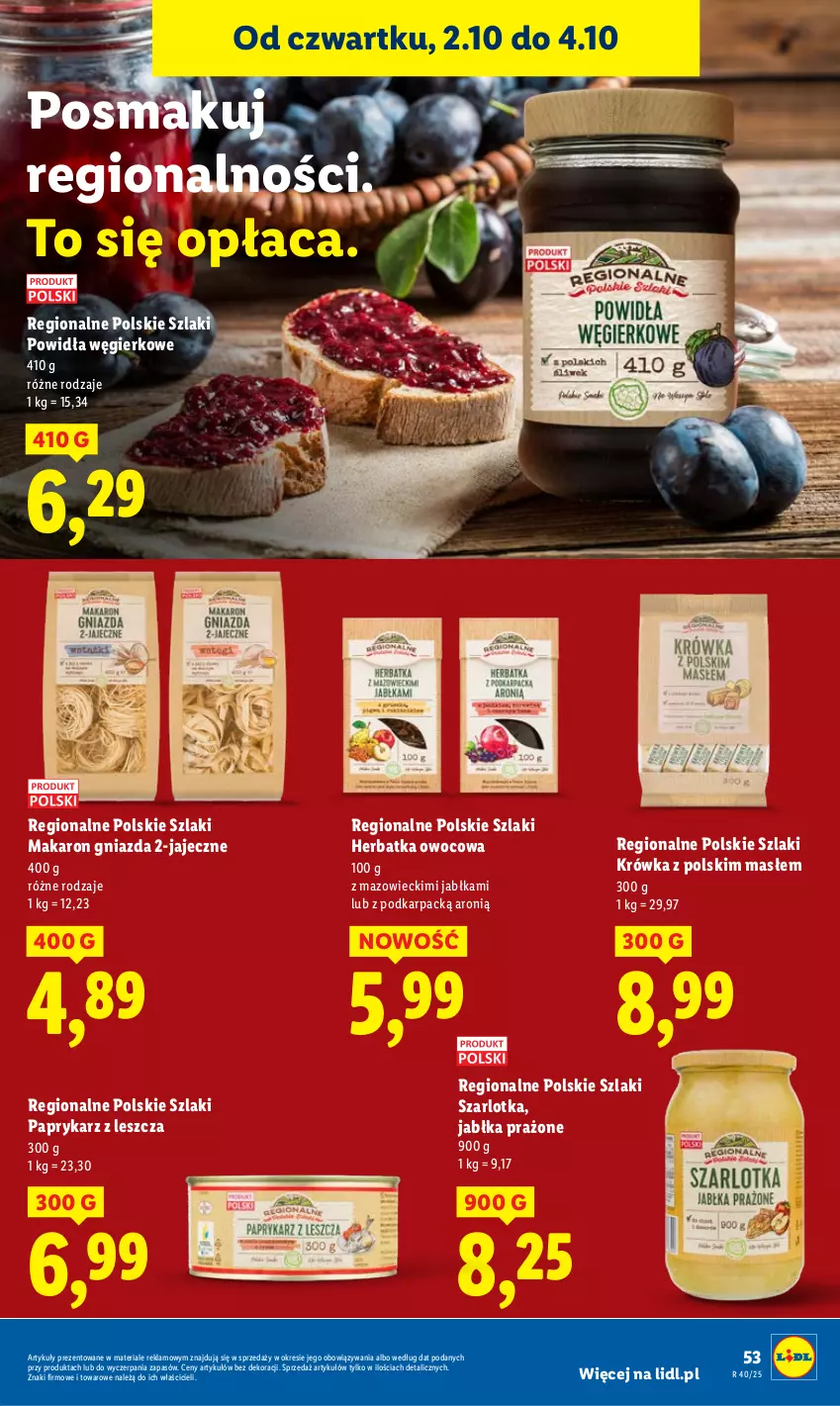 Gazetka promocyjna Lidl - GAZETKA - ważna 02.10 do 04.10.2025 - strona 57 - produkty: Jabłka, Jabłka prażone, Karp, Makaron, Papryka, Paprykarz, Szarlotka