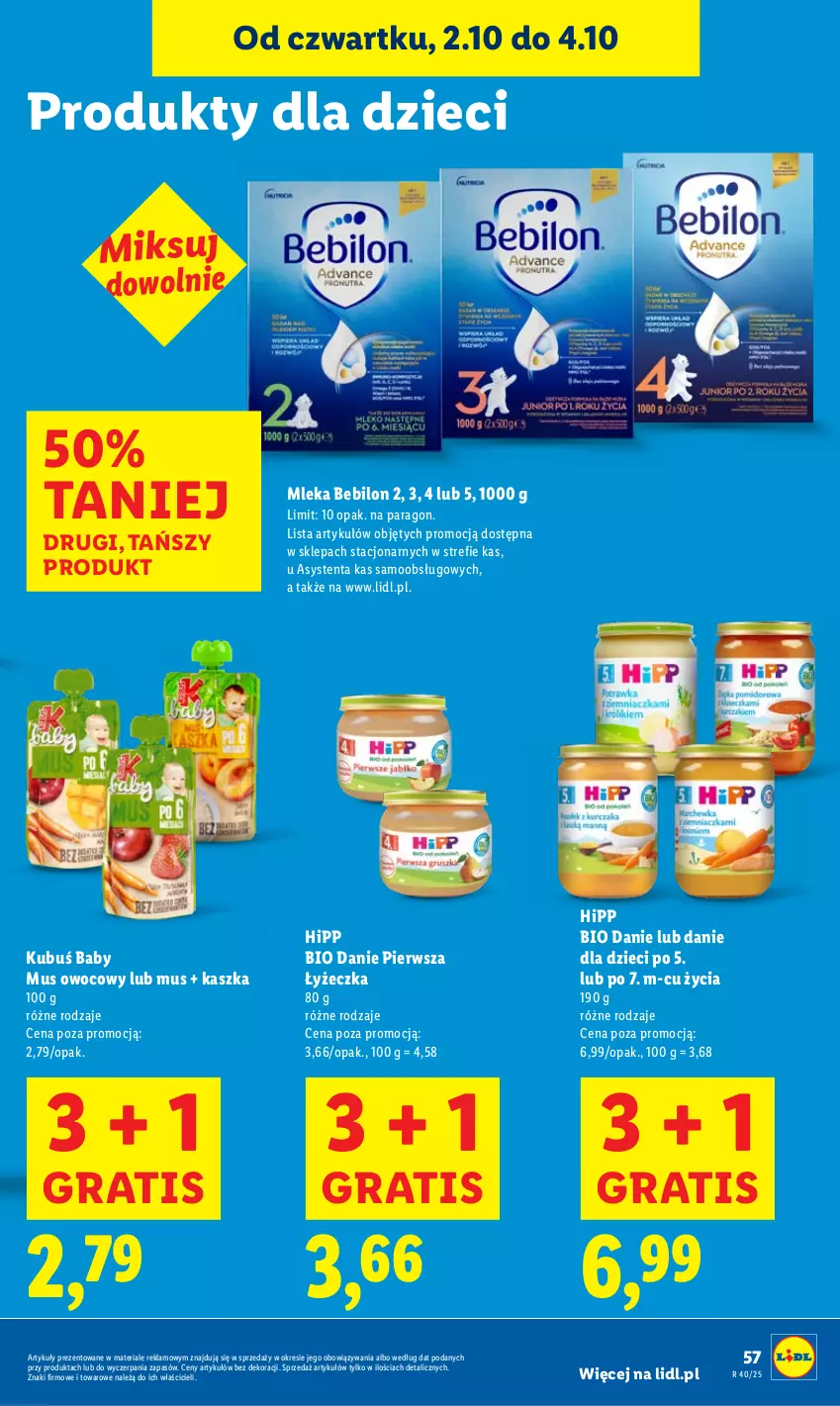 Gazetka promocyjna Lidl - GAZETKA - ważna 02.10 do 04.10.2025 - strona 61 - produkty: BEBILON, Danie dla dzieci, Dzieci, Gra, HiPP, Hipp Bio, Kubuś, Mus