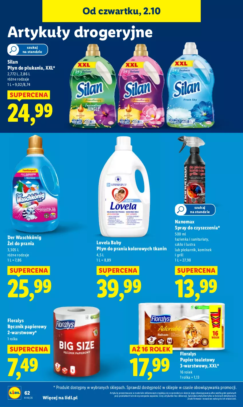 Gazetka promocyjna Lidl - GAZETKA - ważna 02.10 do 04.10.2025 - strona 66 - produkty: Flora, Grill, Kominek, König, Lovela, Nanomax, Papier, Papier toaletowy, Piekarnik, Płyn do płukania, Płyn do prania, Ręcznik, Silan, Spray do czyszczenia