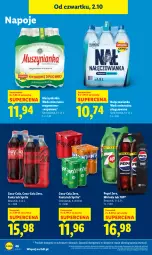 Gazetka promocyjna Lidl - GAZETKA - Gazetka - ważna od 04.10 do 04.10.2025 - strona 50 - produkty: Nałęczowianka, Mus, 7up, Mirinda, Coca-Cola, Napoje, Pepsi, Muszynianka, Fanta, Woda mineralna, Woda, Sprite, Magnez, Fa