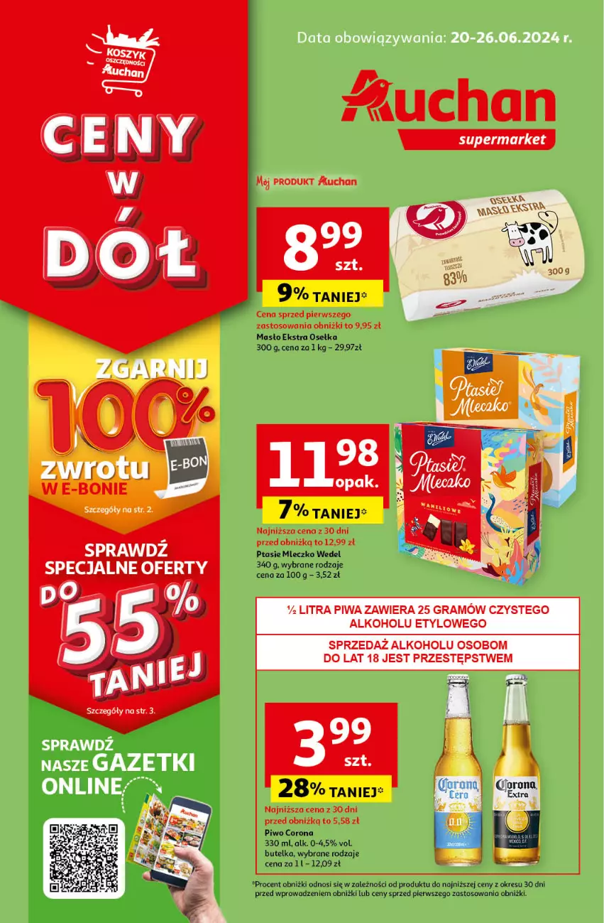 Gazetka promocyjna Auchan - Gazetka CENY W DÓŁ Supermarket Auchan - ważna 20.06 do 26.06.2024 - strona 1