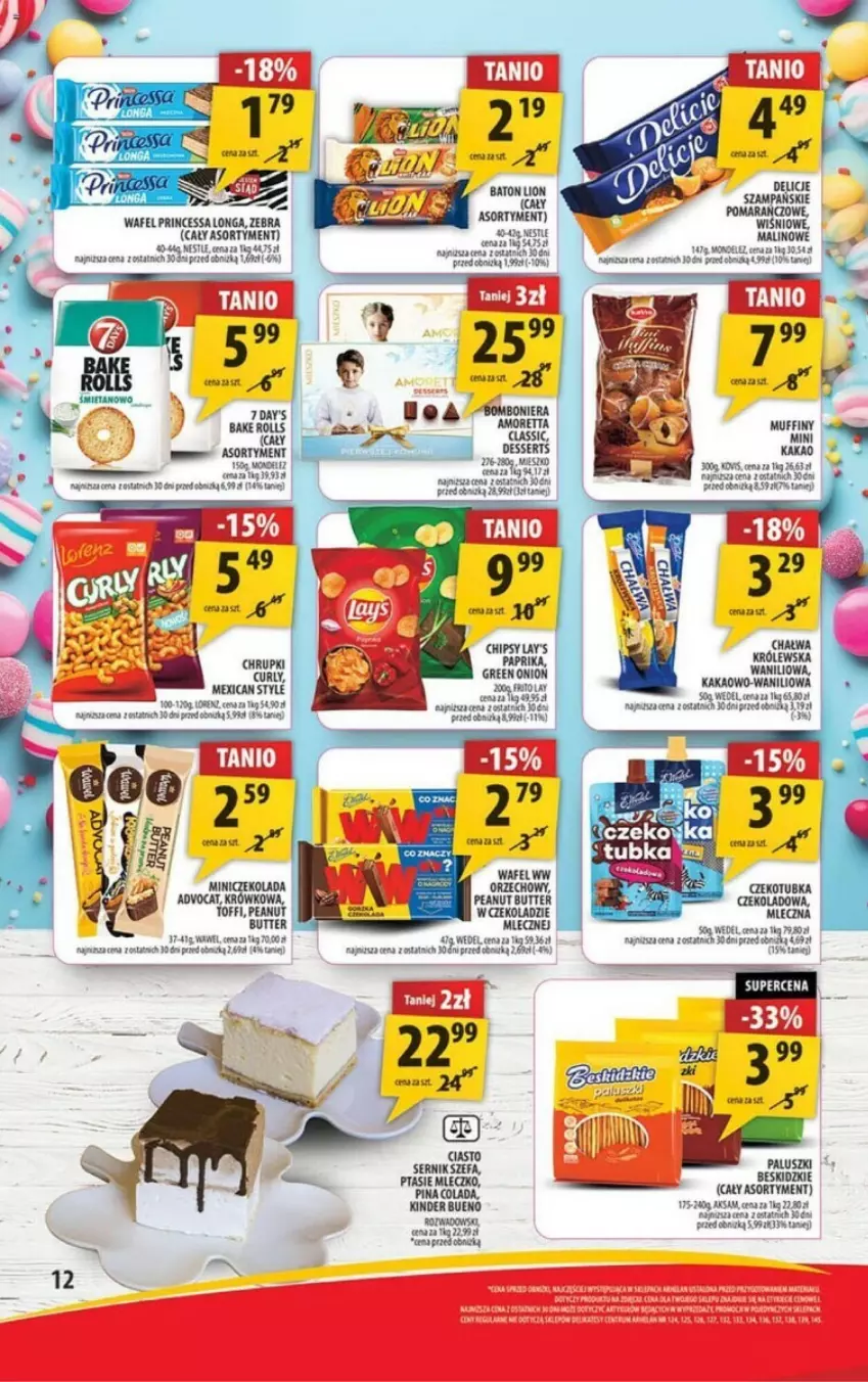 Gazetka promocyjna Arhelan - ważna 29.04.2023 do 12.05.2024 - strona 4 - produkty: Aksam, Baton, Beskidzki, Czekolada, Kakao, Kinder, Kinder Bueno, Lion, Lorenz, Mleczko, Obraz, Princessa, Ptasie mleczko