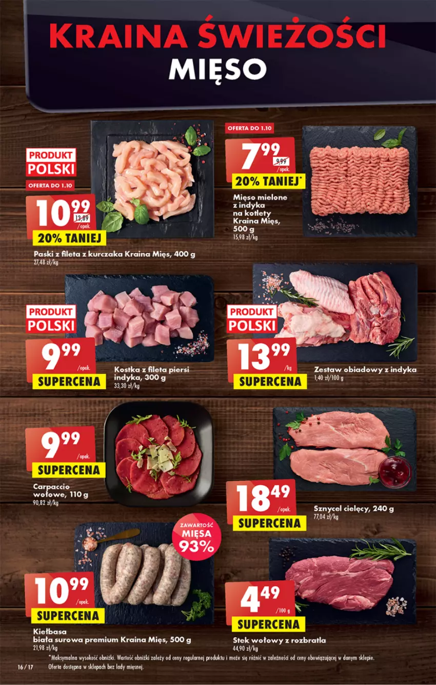 Gazetka promocyjna Biedronka - ważna 29.09 do 05.10.2022 - strona 16 - produkty: Carpaccio, Kotlet, Kurczak, Mięso, Mięso mielone, Sok