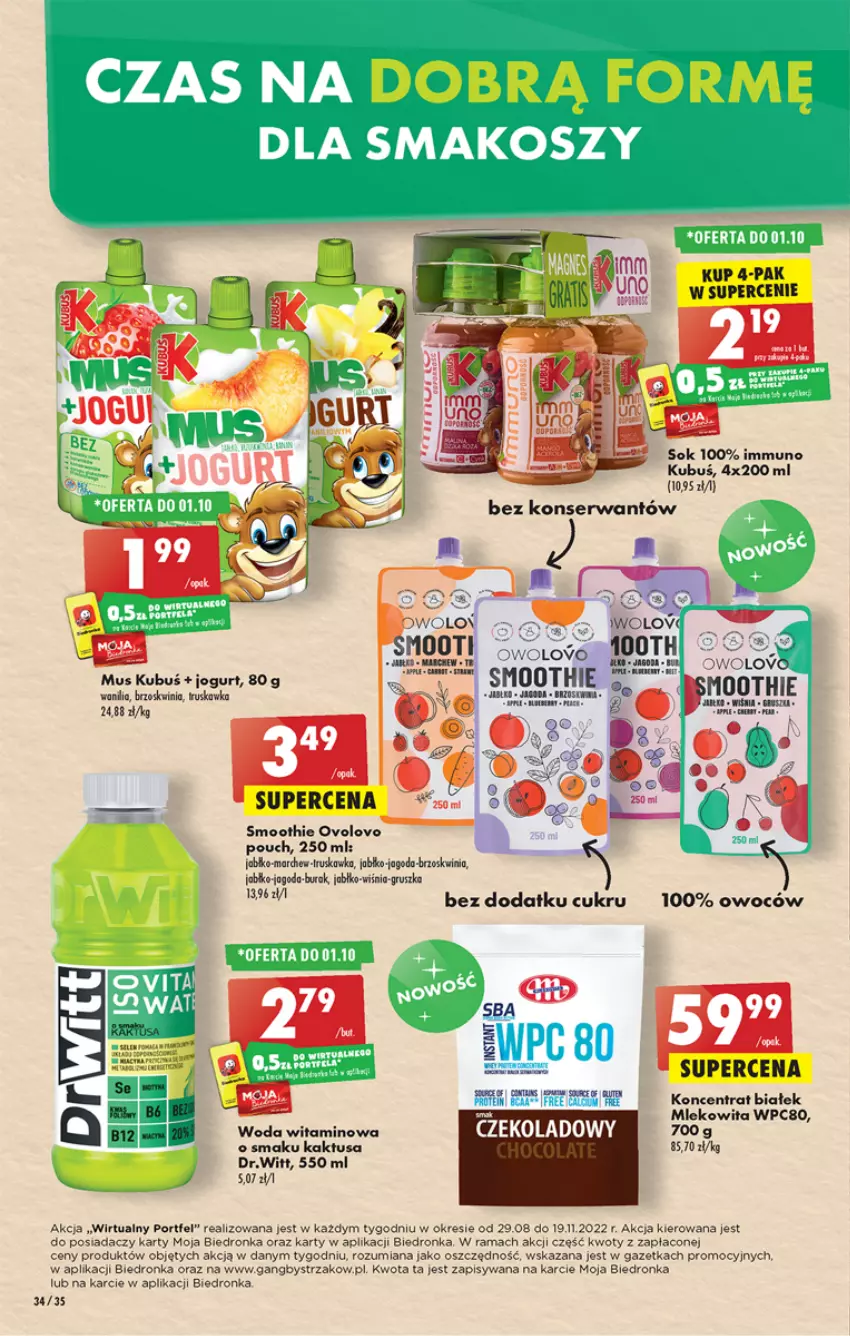 Gazetka promocyjna Biedronka - ważna 29.09 do 05.10.2022 - strona 34 - produkty: Jogurt, Kaktus, Kubuś, Mleko, Mus, Por, Rama, Ser, Smoothie