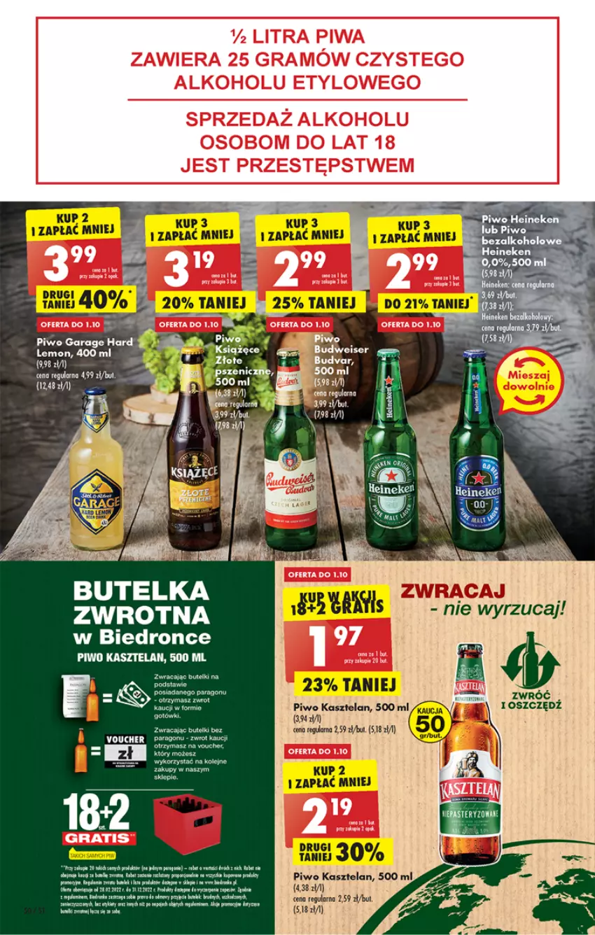 Gazetka promocyjna Biedronka - ważna 29.09 do 05.10.2022 - strona 50 - produkty: Fa, Heineken, Kasztelan, Olej, Piwo, Por, Ser