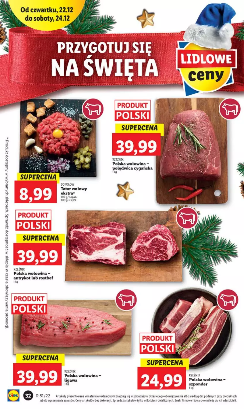 Gazetka promocyjna Lidl - GAZETKA - ważna 22.12 do 24.12.2022 - strona 38 - produkty: Polędwica, Rostbef, Sok, Sokołów, Tatar wołowy, Wołowina