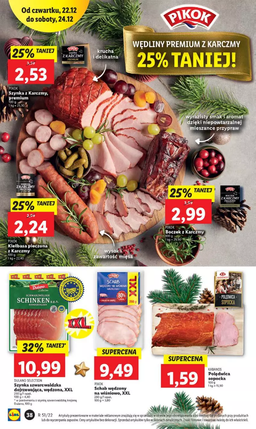 Gazetka promocyjna Lidl - GAZETKA - ważna 22.12 do 24.12.2022 - strona 44 - produkty: Dulano, Kabanos, PIKOK, Polędwica, Por, Ser, Szynka