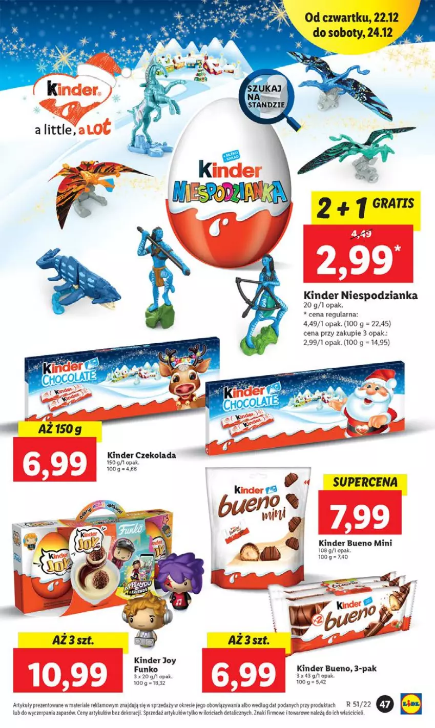 Gazetka promocyjna Lidl - GAZETKA - ważna 22.12 do 24.12.2022 - strona 57 - produkty: Czekolada, Kinder, Kinder Bueno