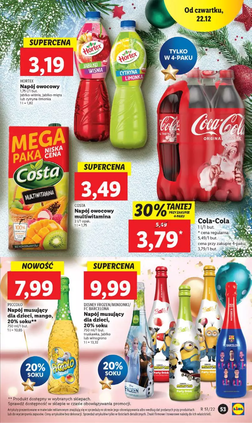 Gazetka promocyjna Lidl - GAZETKA - ważna 22.12 do 24.12.2022 - strona 68 - produkty: Disney, Dzieci, Frozen, Hortex, Limonka, Mango, Mięta, Mus, Napój, Napój musujący, Sok, Wino