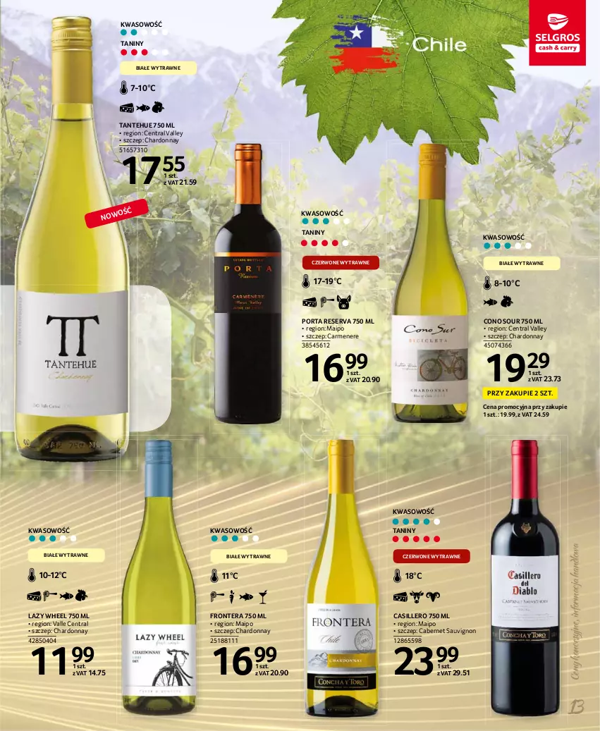 Gazetka promocyjna Selgros - Katalog Wina - ważna 08.03 do 04.08.2021 - strona 13 - produkty: Cabernet Sauvignon, Chardonnay, Por, Ser, Tera