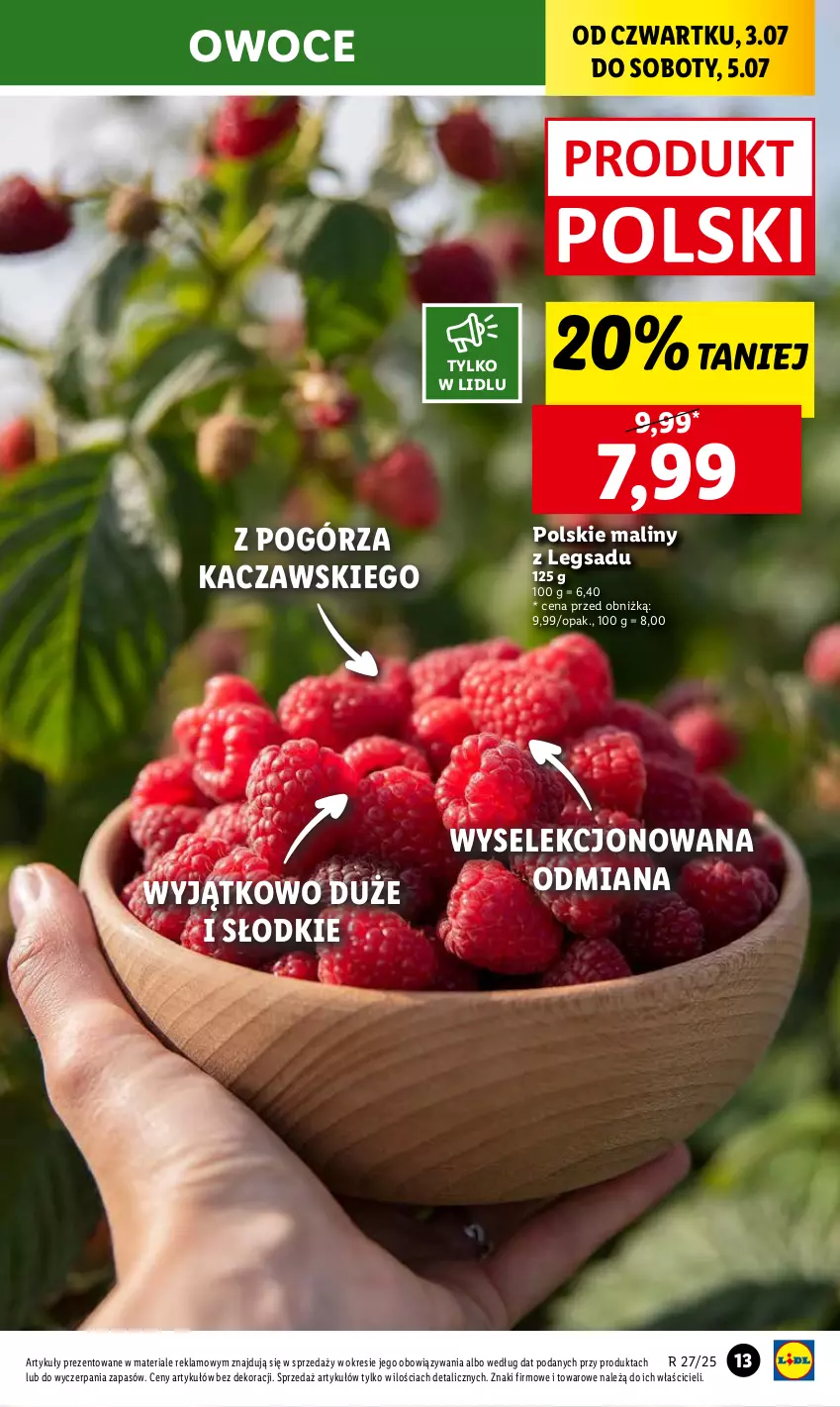 Gazetka promocyjna Lidl - GAZETKA - ważna 03.07 do 05.07.2025 - strona 15 - produkty: Maliny, Owoce