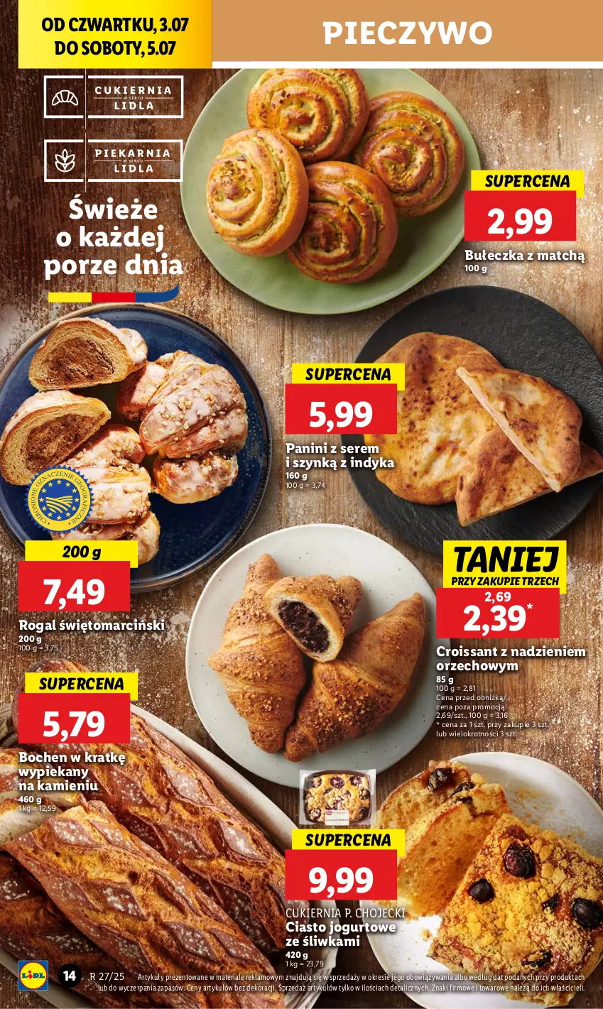 Gazetka promocyjna Lidl - GAZETKA - ważna 03.07 do 05.07.2025 - strona 18 - produkty: Ciasto jogurtowe, Croissant, Cukier, Jogurt, Piec, Pieczywo, Por, Rogal, Ser