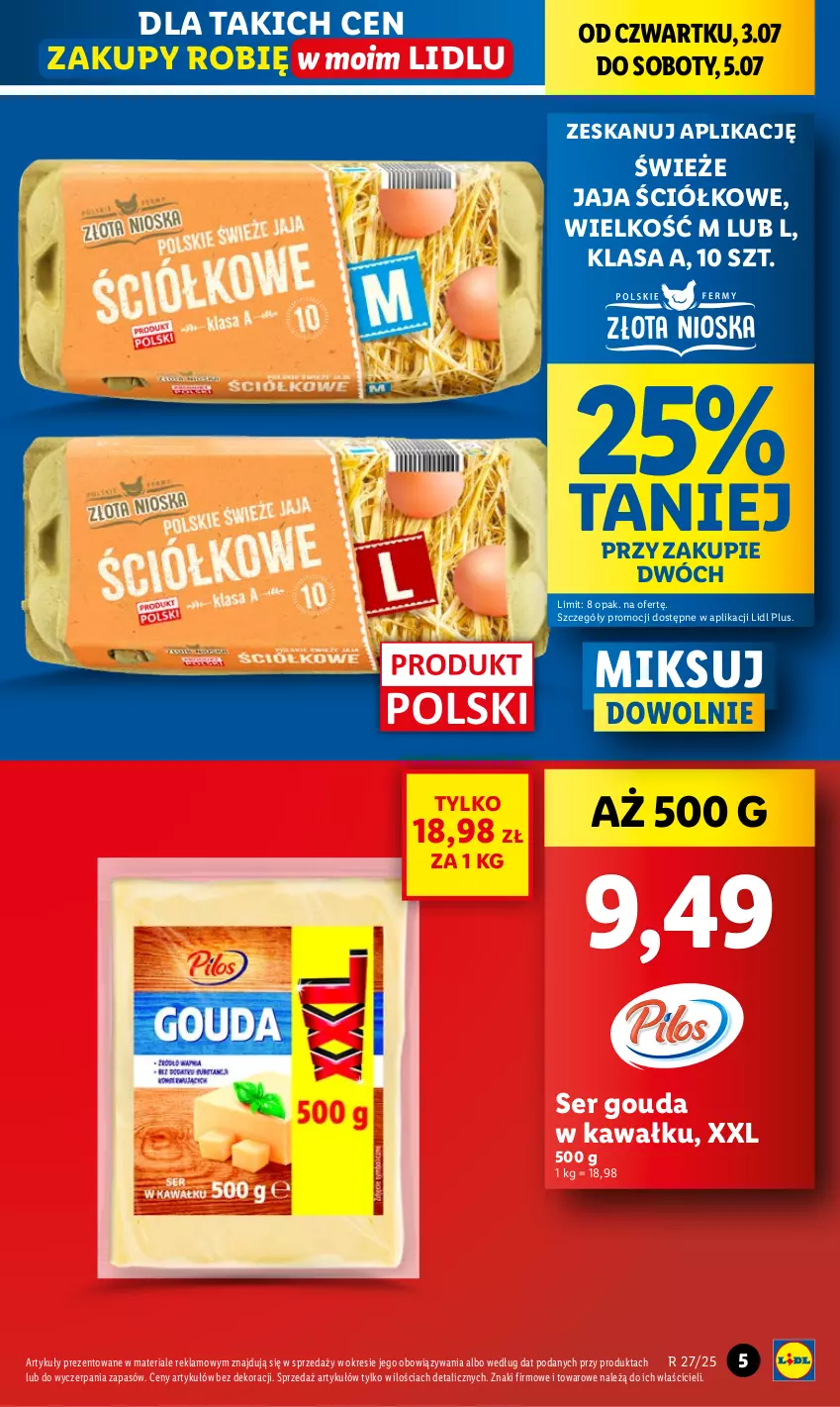 Gazetka promocyjna Lidl - GAZETKA - ważna 03.07 do 05.07.2025 - strona 5 - produkty: Gouda, Jaja, Kawa, Ser
