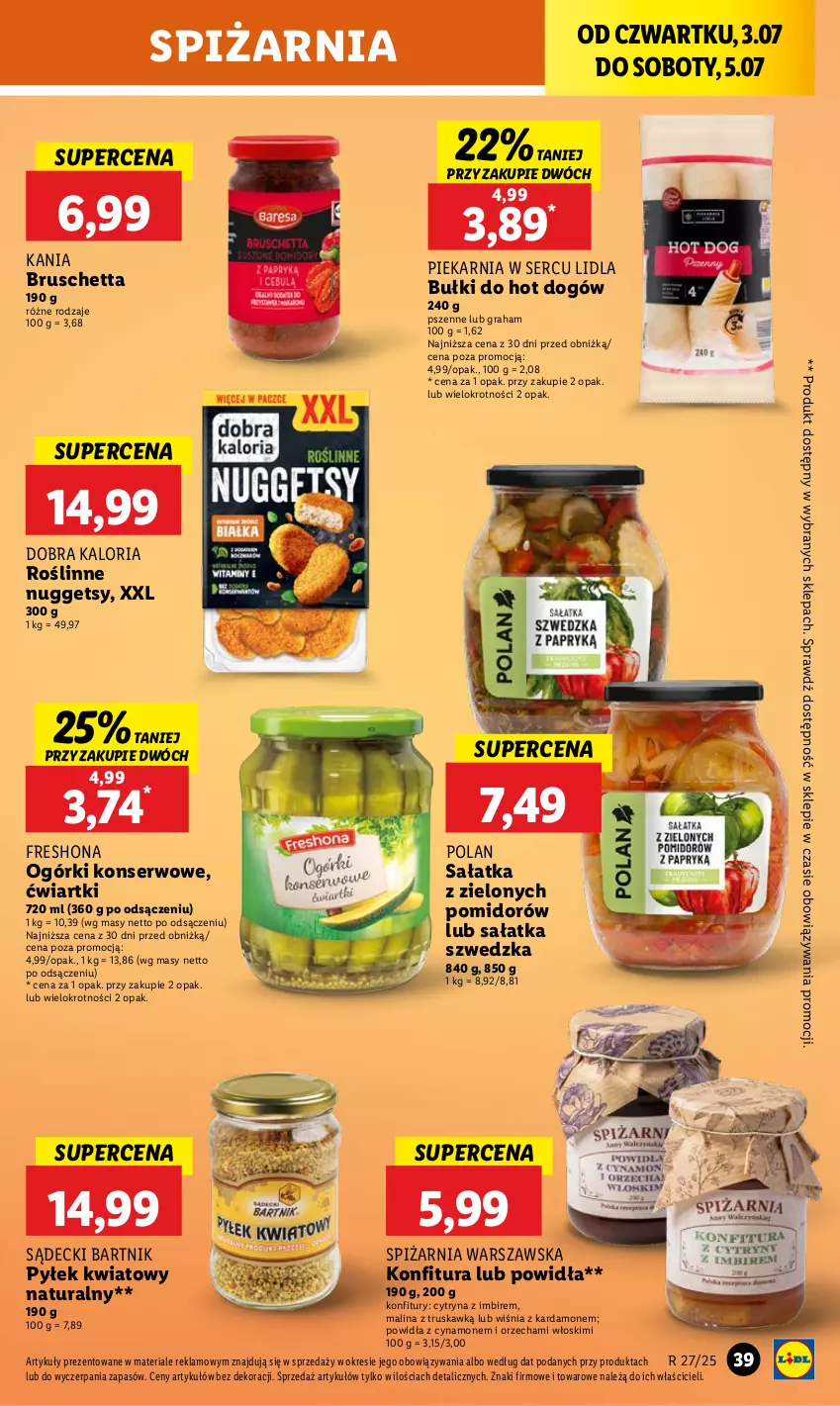 Gazetka promocyjna Lidl - GAZETKA - ważna 03.07 do 05.07.2025 - strona 51 - produkty: Bułki do hot dogów, Gra, Hot dog, Imbir, Konfitura, Ogórki konserwowe, Sałat, Sałatka, Ser