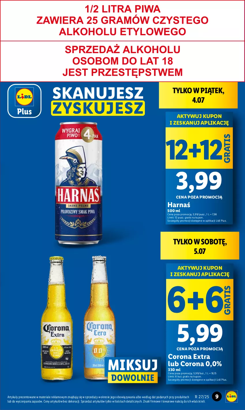 Gazetka promocyjna Lidl - GAZETKA - ważna 03.07 do 05.07.2025 - strona 9 - produkty: Corona Extra, Gra, Harnaś