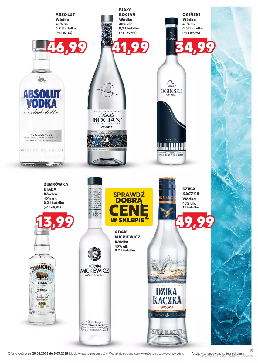 Gazetka promocyjna Kaufland - Barek Kauflandu - ważna 20.02 do 05.03.2025 - strona 5 - produkty: Absolut, Biały Bocian, Kaczka, Ogiński, Wódka