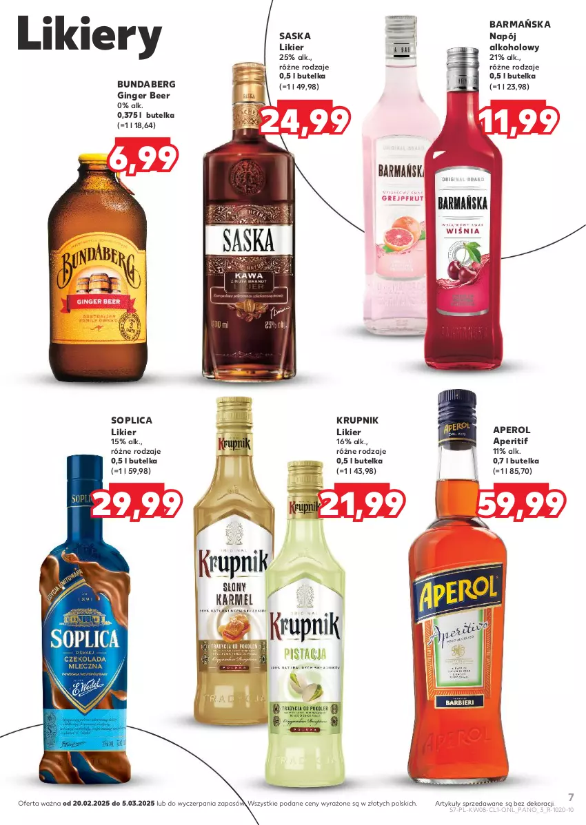 Gazetka promocyjna Kaufland - Barek Kauflandu - ważna 20.02 do 05.03.2025 - strona 7 - produkty: Aperol, Gin, Krupnik, Likier, Napój, Saska, Soplica