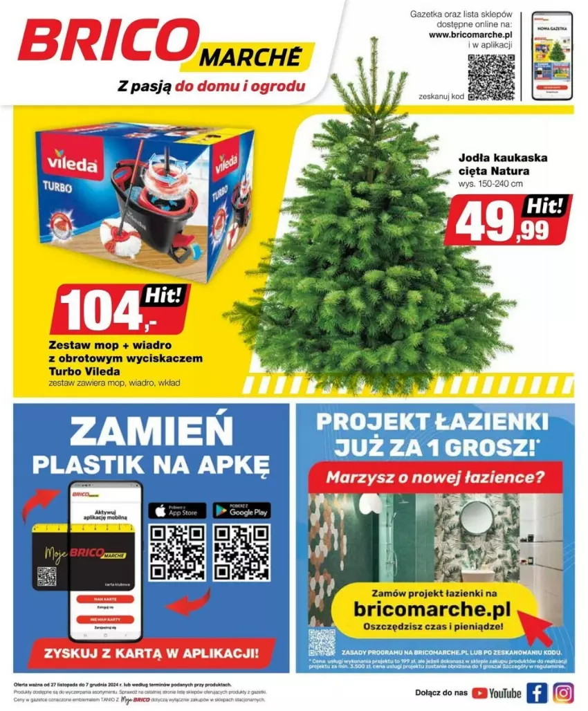 Gazetka promocyjna Bricomarche - ważna 27.11 do 07.12.2024 - strona 1 - produkty: Kask, LG, Mop, Top, Vileda, Wiadro