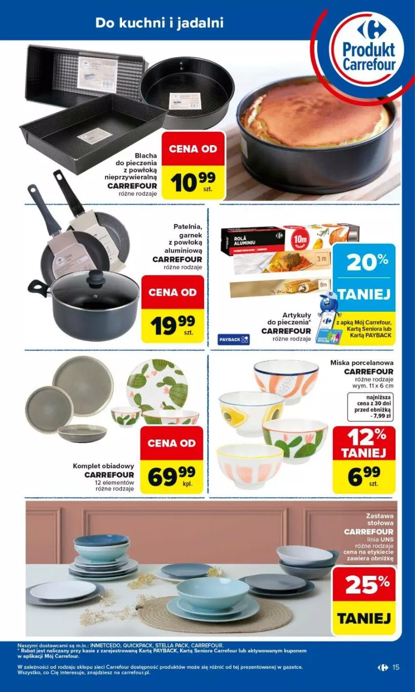 Gazetka promocyjna Carrefour - Gazetka Produkt Carrefour od poniedziałku! - ważna 25.05 do 06.06.2026 - strona 15 - produkty: Blacha do pieczenia, Garnek, Komplet obiadowy, Miska, Patelnia, Piec, Por