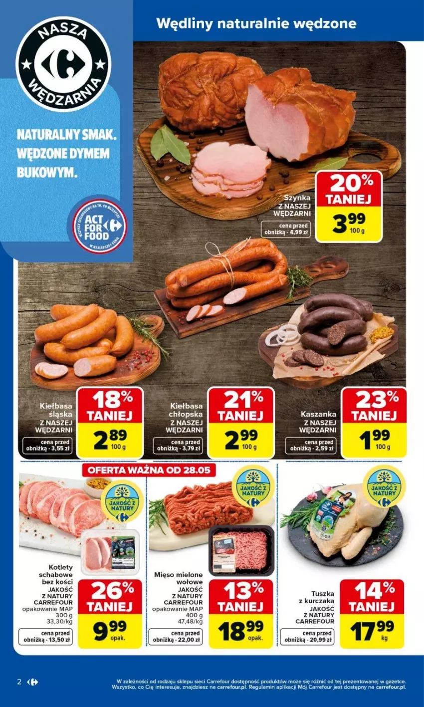 Gazetka promocyjna Carrefour - Gazetka Produkt Carrefour od poniedziałku! - ważna 25.05 do 06.06.2026 - strona 2 - produkty: Kasza, Kaszanka, Kiełbasa, Kotlet, Kurczak, Mięso, Mięso mielone, Szynka, Tusz