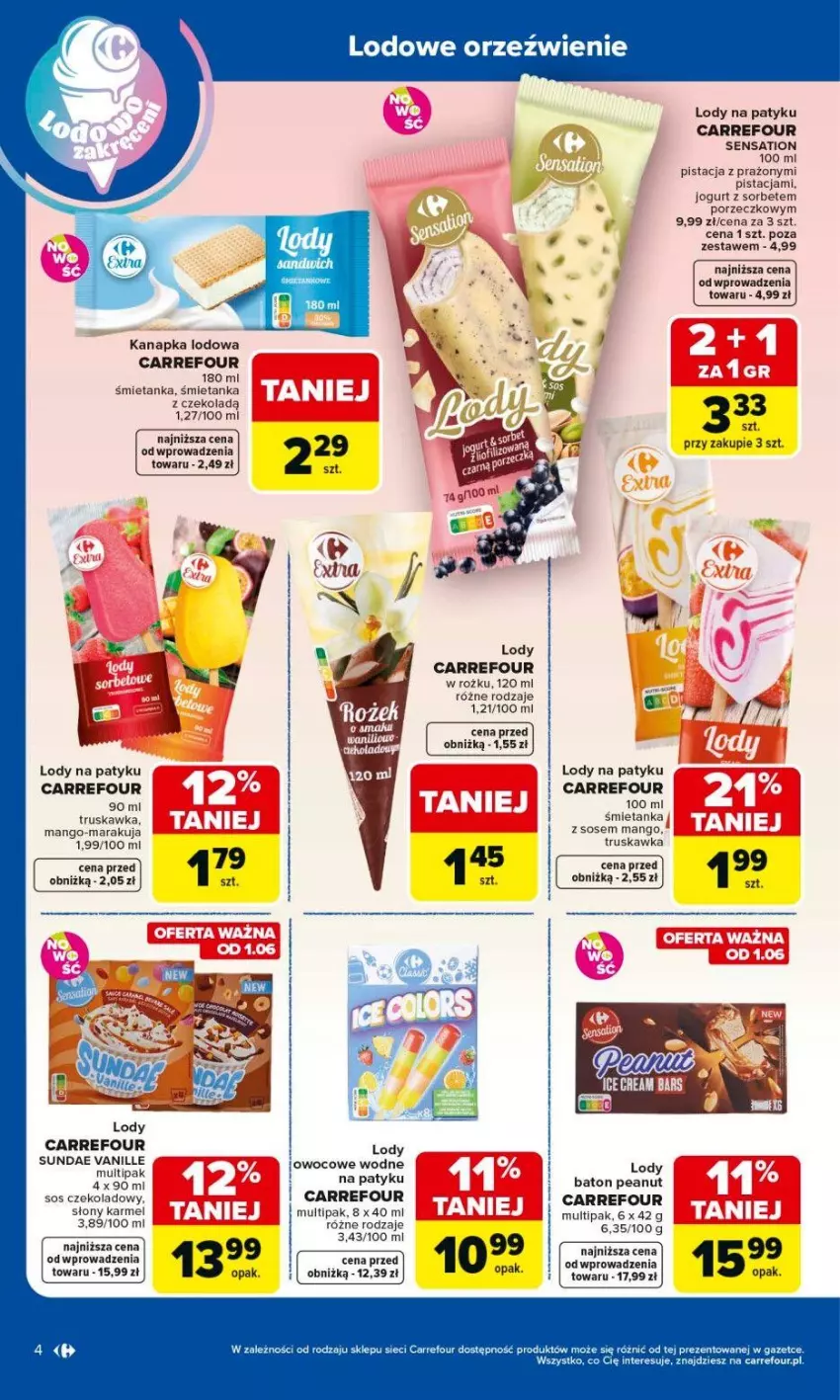 Gazetka promocyjna Carrefour - Gazetka Produkt Carrefour od poniedziałku! - ważna 25.05 do 06.06.2026 - strona 4 - produkty: Baton, Jogurt, Lody, Mango, Por, Sati, Sos