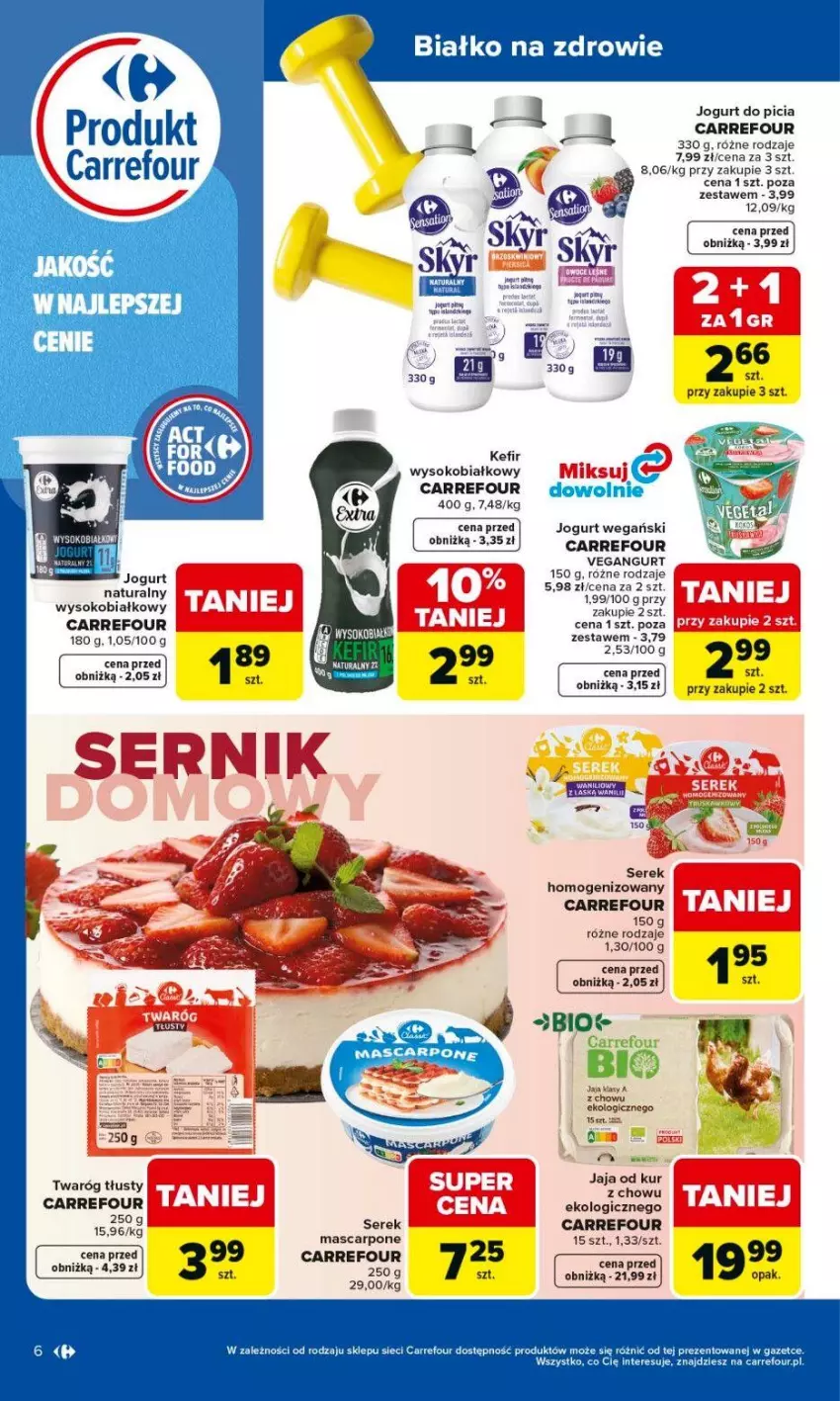 Gazetka promocyjna Carrefour - Gazetka Produkt Carrefour od poniedziałku! - ważna 25.05 do 06.06.2026 - strona 6 - produkty: Jaja, Jogurt, Jogurt naturalny, Kefir, Mascarpone, Por, Ser, Serek, Serek homogenizowany, Sok, Tera, Vegangurt