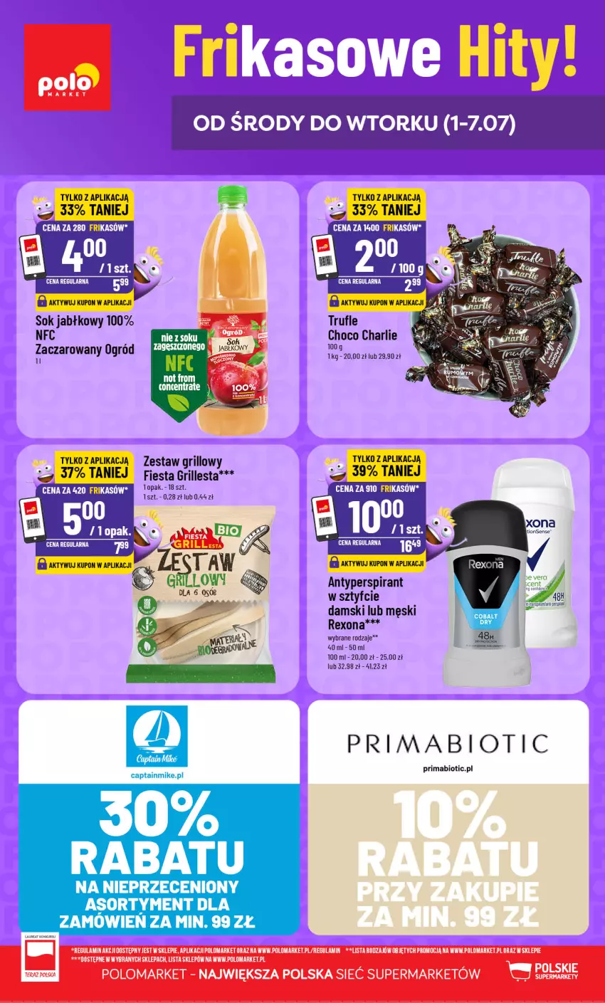Gazetka promocyjna PoloMarket - Frikasy G27 - ważna 01.07 do 07.07.2026 - strona 1 - produkty: Antyperspirant, Grill, Laur, Ogród, Prima, Rexona, Sok, Sok jabłkowy