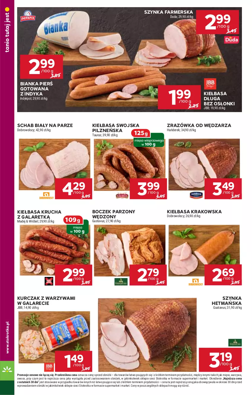 Gazetka promocyjna Stokrotka - Supermarket - ważna 07.08 do 12.08.2025 - strona 12 - produkty: Bianka, Boczek, Duda, Fa, Gala, Kiełbasa, Kiełbasa krakowska, Kiełbasa krucha, Kurczak, Mięso, Owoce, Szynka, Szynka farmerska, Warzywa