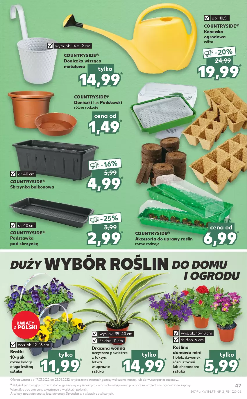 Gazetka promocyjna Kaufland - OFERTA TYGODNIA - ważna 17.03 do 23.03.2022 - strona 47 - produkty: Cień, Dzwonek, Gra, Konewka, Róża