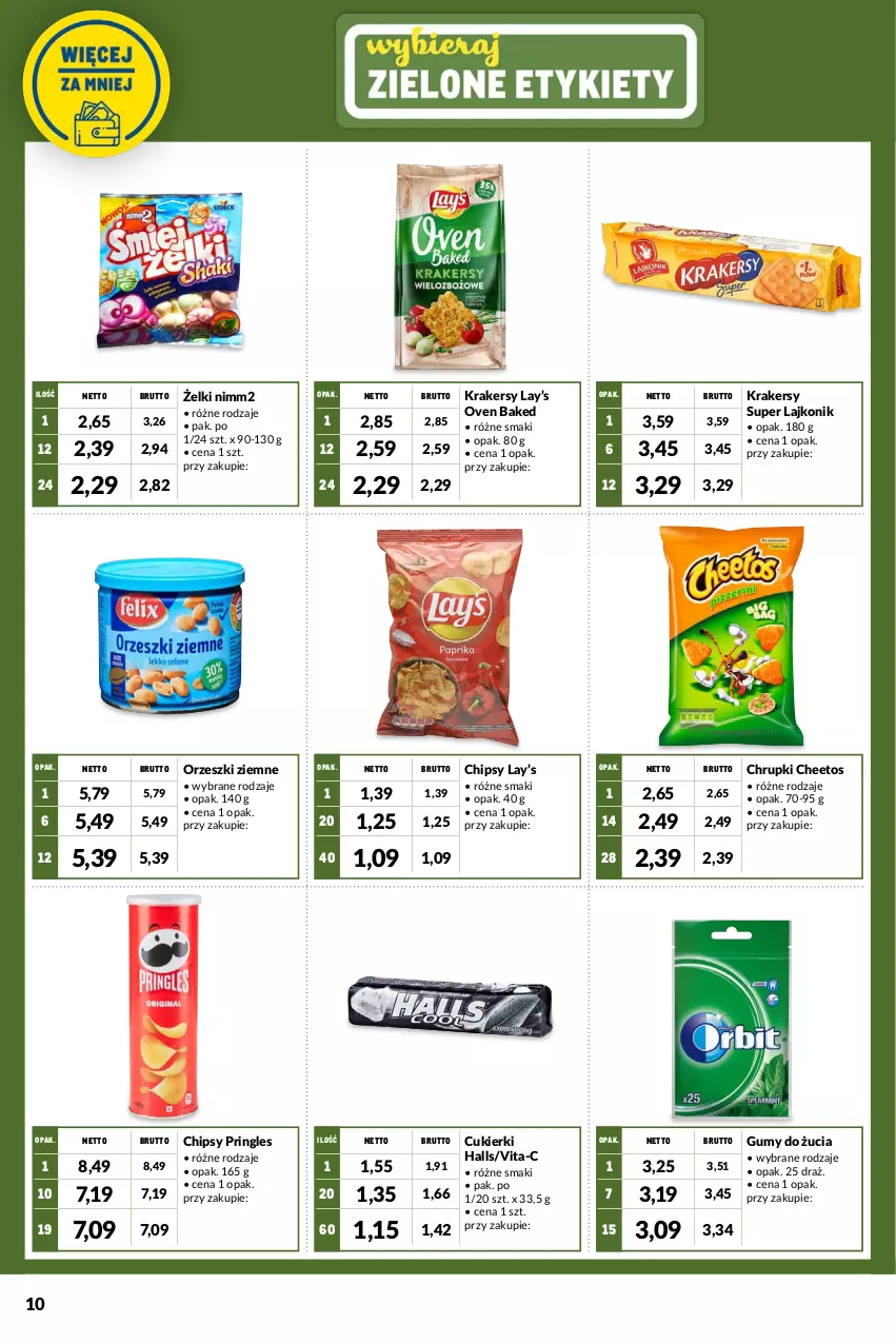 Gazetka promocyjna Makro - Kupuj więcej płać mniej - ważna 05.04 do 16.05.2022 - strona 10 - produkty: Cheetos, Chipsy, Chrupki, Cukier, Cukierki, Halls, Krakersy, Lajkonik, Lay’s, Nimm2, Orzeszki, Orzeszki ziemne, Pringles