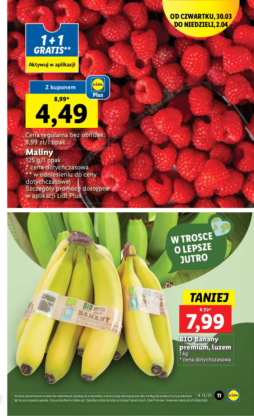 Gazetka promocyjna Lidl - GAZETKA - ważna 30.03 do 02.04.2023 - strona 11 - produkty: Banany, Gra, Maliny