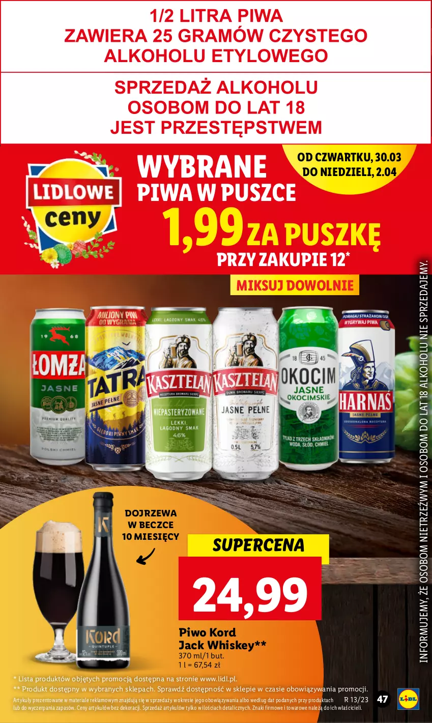 Gazetka promocyjna Lidl - GAZETKA - ważna 30.03 do 02.04.2023 - strona 47 - produkty: Piwa, Piwo, Whiskey