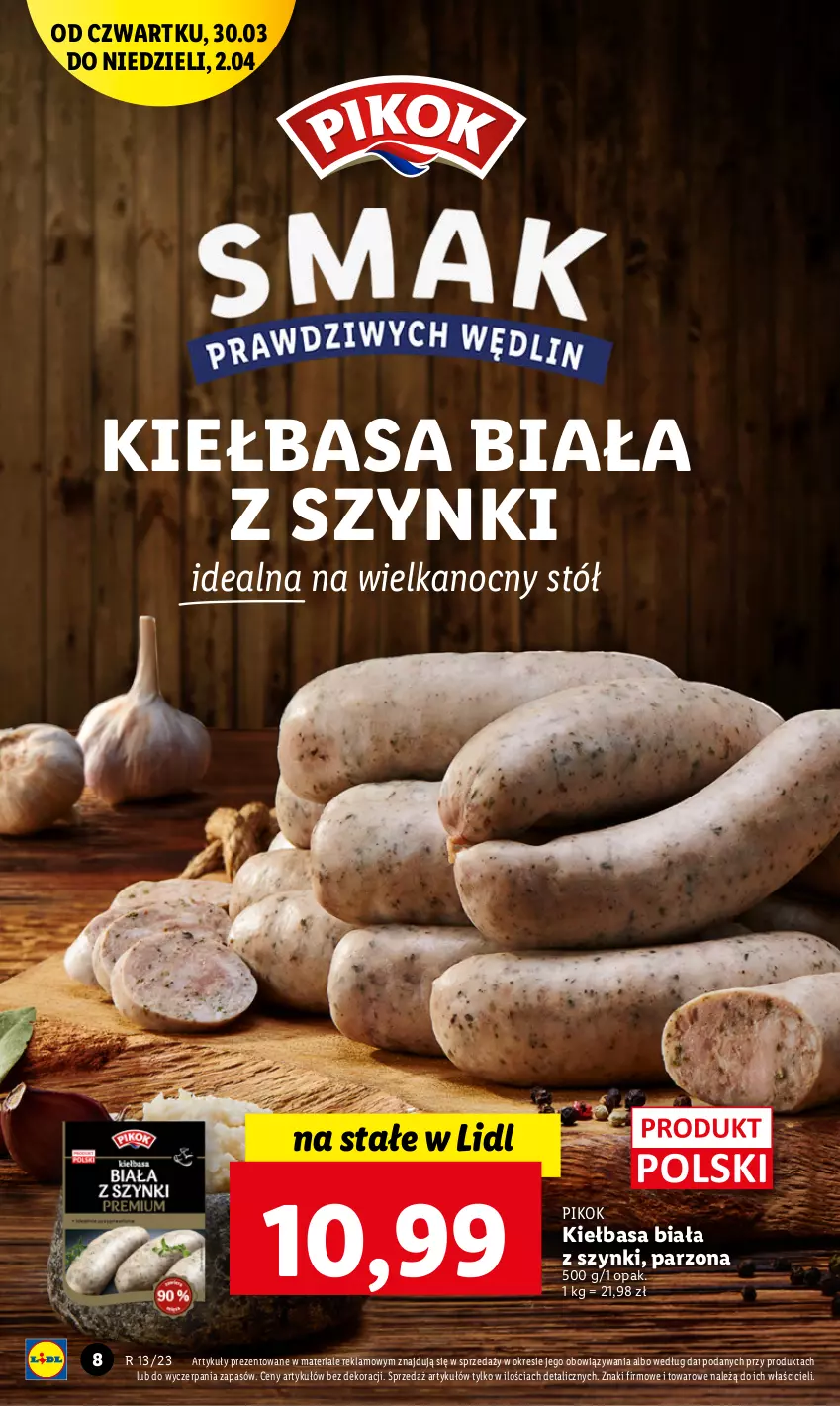 Gazetka promocyjna Lidl - GAZETKA - ważna 30.03 do 02.04.2023 - strona 8 - produkty: Kiełbasa, Kiełbasa biała, PIKOK, Stół