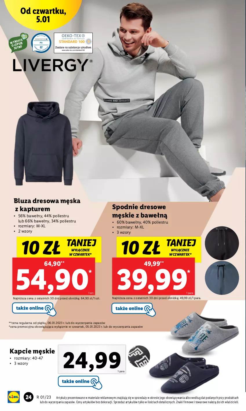 Gazetka promocyjna Lidl - GAZETKA - ważna 02.01 do 07.01.2023 - strona 30 - produkty: Bluza, Bluza dresowa, Dres, Kapcie, Spodnie, Spodnie dresowe