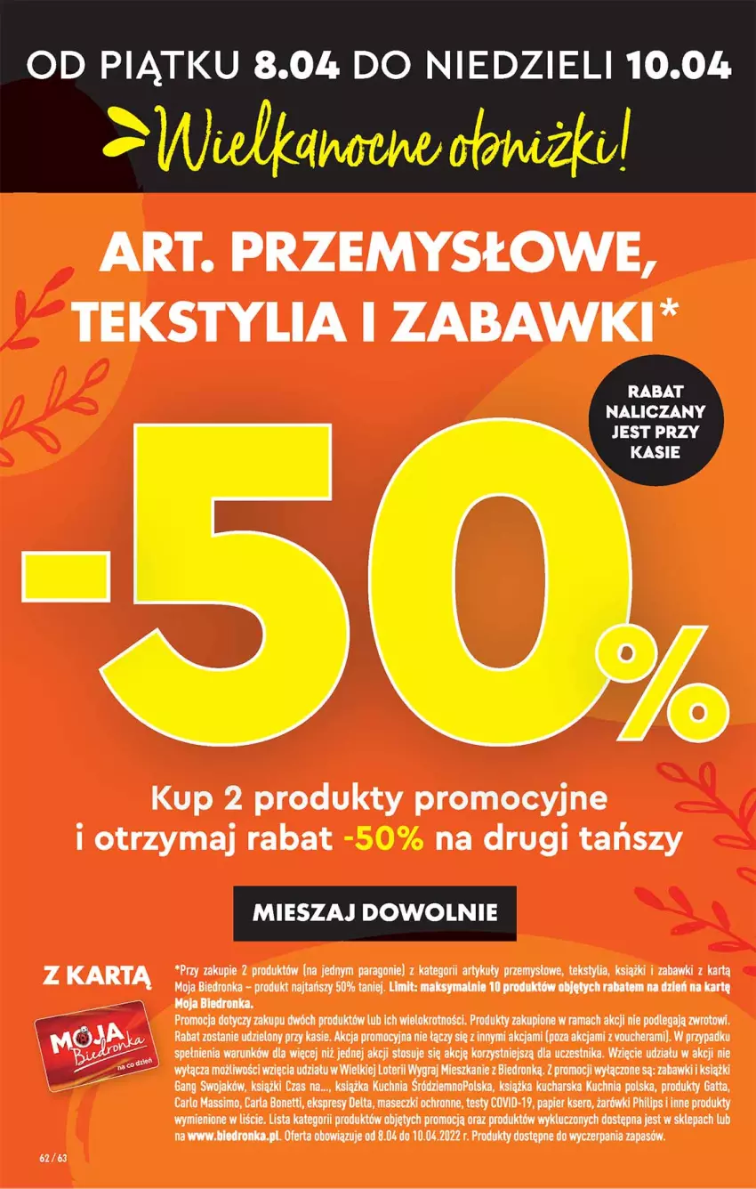 Gazetka promocyjna Biedronka - W tym tygodniu - ważna 07.04 do 13.04.2022 - strona 62 - produkty: Gatta, Gra, Książka, Kuchnia, Papier, Philips, Rama, Ser