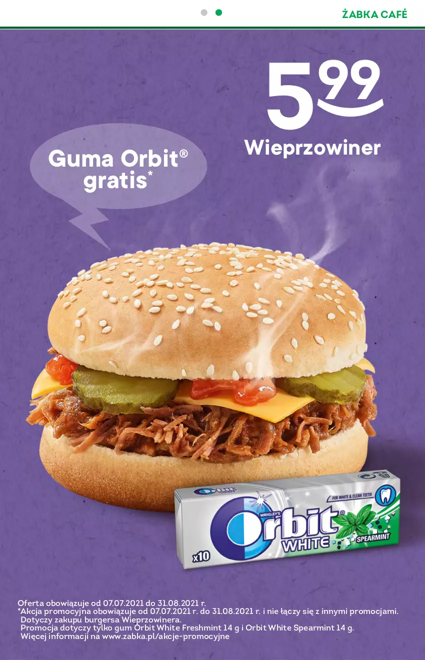 Gazetka promocyjna Żabka - ważna 14.07 do 20.07.2021 - strona 25 - produkty: Burger, Gra, Orbit