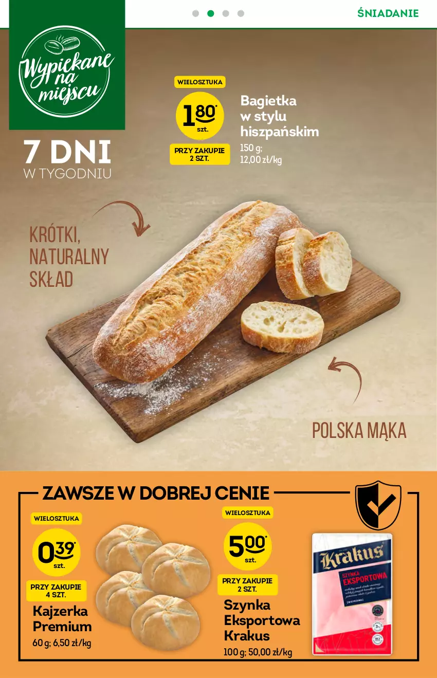 Gazetka promocyjna Żabka - ważna 14.07 do 20.07.2021 - strona 28 - produkty: Bagietka, Kajzerka, Krakus, Mąka, Por, Sport, Szynka