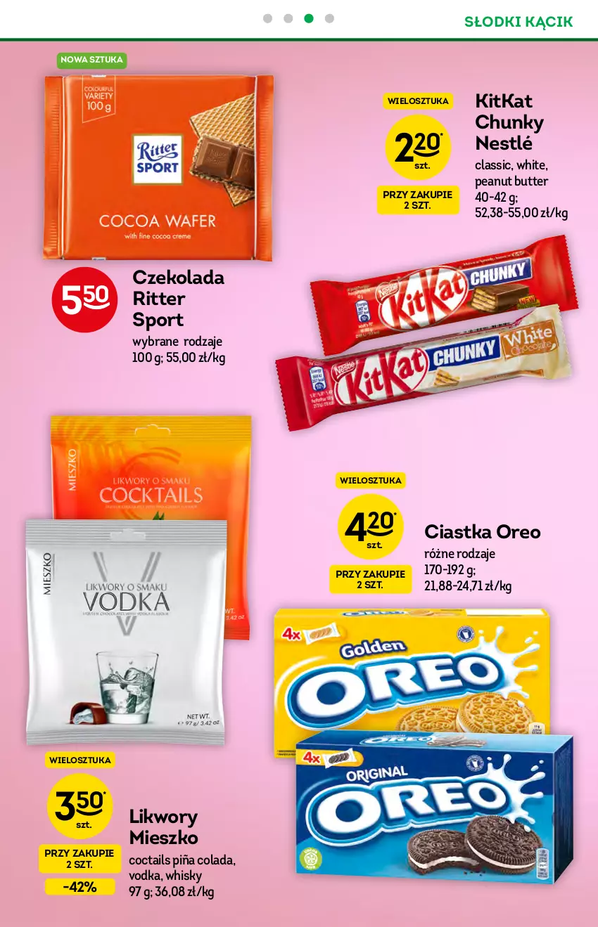 Gazetka promocyjna Żabka - ważna 14.07 do 20.07.2021 - strona 40 - produkty: Ciastka, Czekolada, Nestlé, Oreo, Piña Colada, Por, Ritter Sport, Sport, Whisky