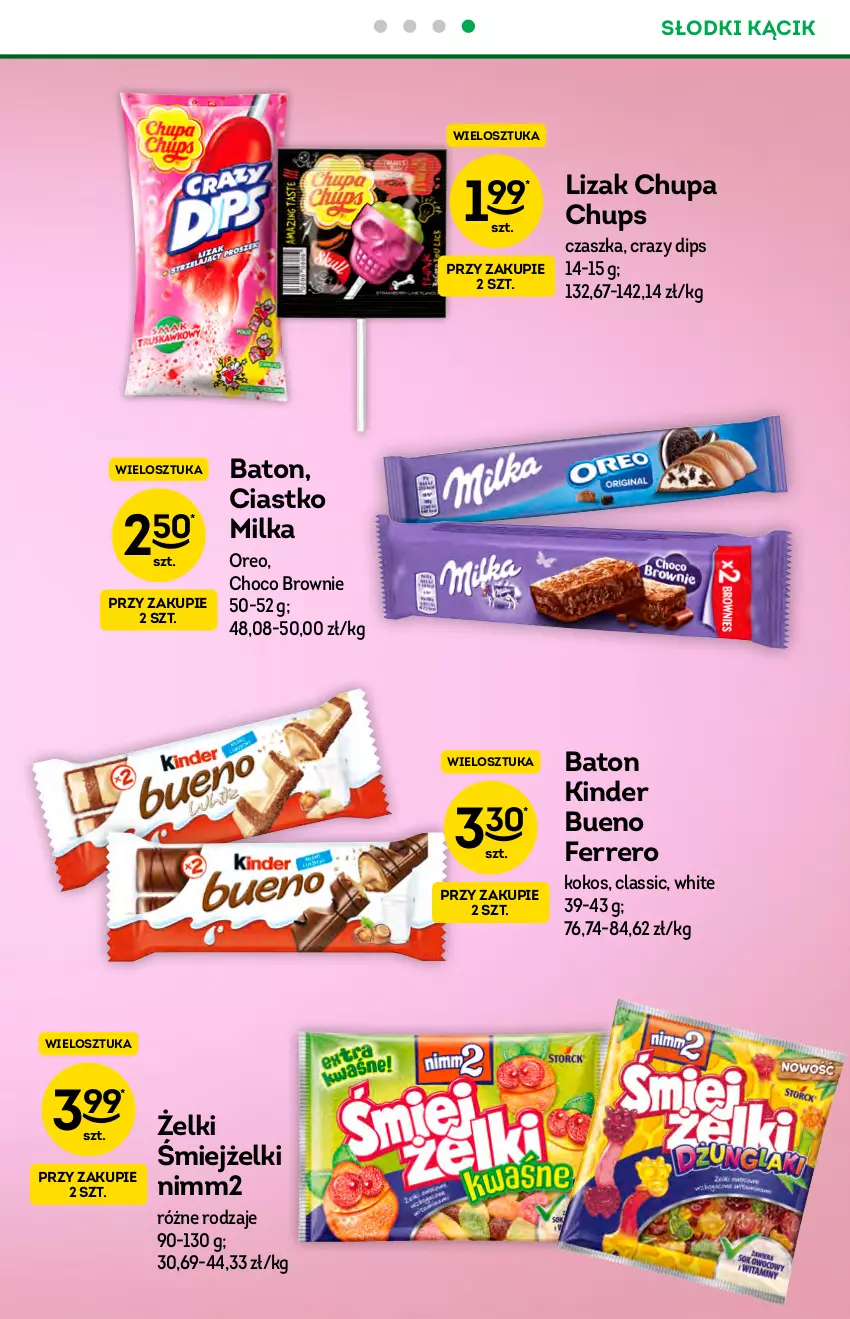 Gazetka promocyjna Żabka - ważna 14.07 do 20.07.2021 - strona 41 - produkty: Baton, Brownie, Chupa Chups, Ferrero, Kinder, Kinder Bueno, Kokos, Milka, Nimm2, Oreo