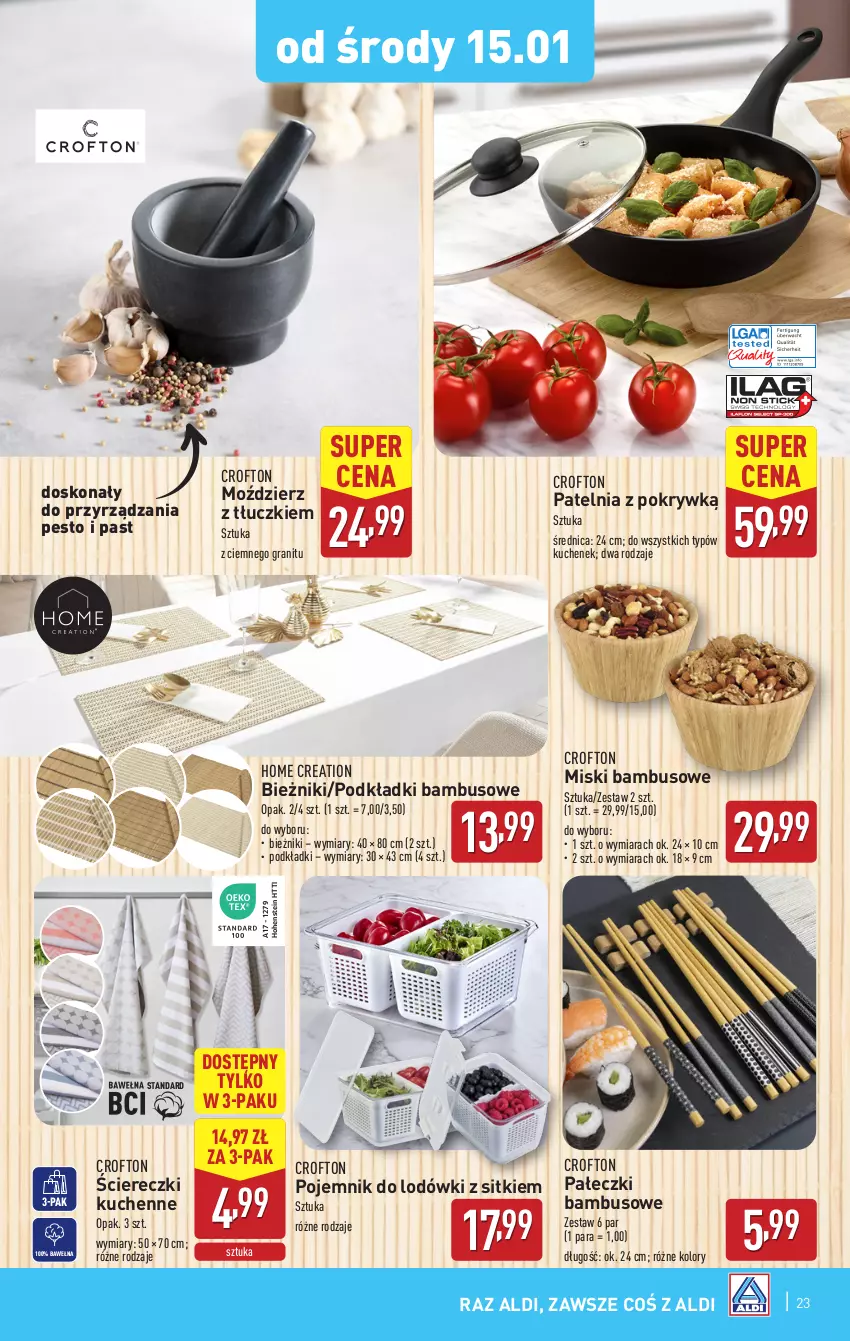 Gazetka promocyjna Aldi - Pełna oferta - ważna 13.01 do 18.01.2025 - strona 23 - produkty: Bieżnik, Gra, Patelnia, Pesto, Podkład, Pojemnik, Wełna