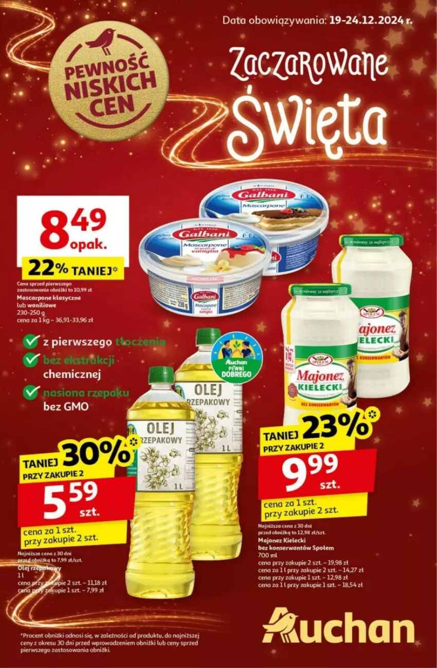 Gazetka promocyjna Auchan - ważna 19.12 do 24.12.2024 - strona 1 - produkty: Majonez, Olej