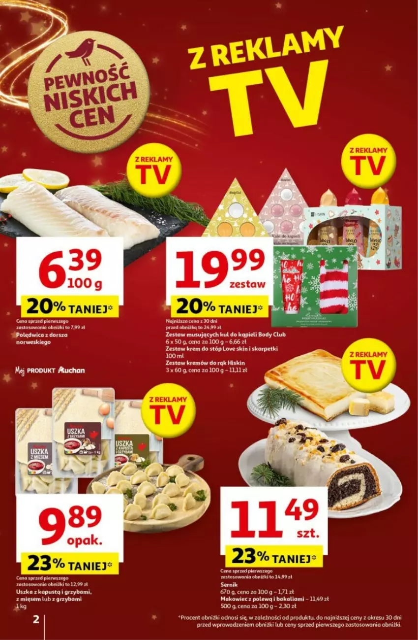 Gazetka promocyjna Auchan - ważna 19.12 do 24.12.2024 - strona 12 - produkty: Body, Dorsz, Kapustą, Karp, Krem do stóp, Makowiec, Mus, Polędwica, Skarpetki