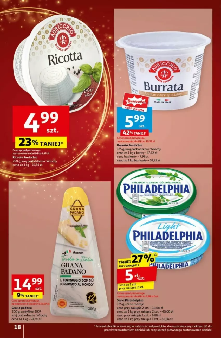 Gazetka promocyjna Auchan - ważna 19.12 do 24.12.2024 - strona 13 - produkty: Burrata, Gra, Inka, Philadelphia, Ser